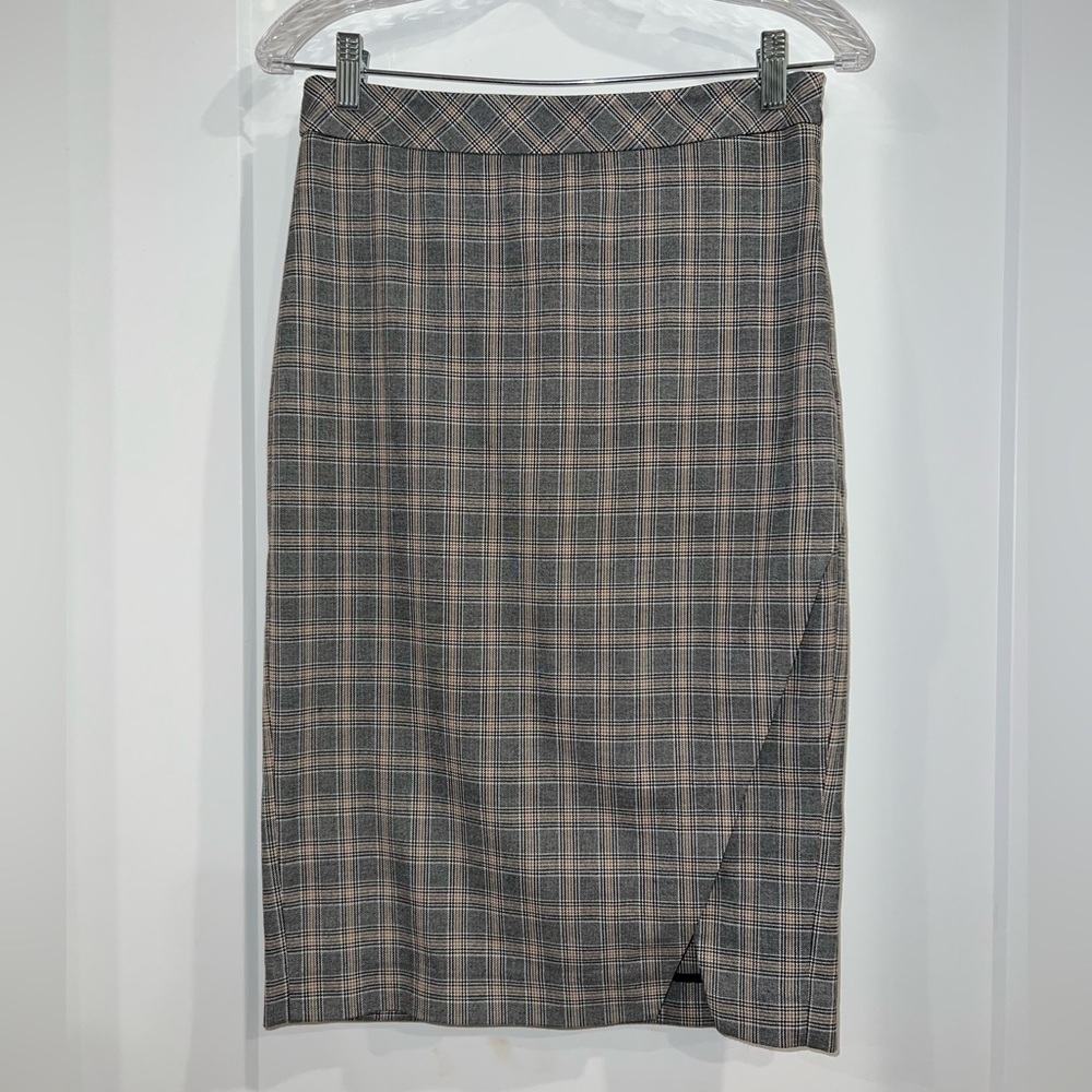 Banana Republic Plaid Pencil Skirt - Gray and Black